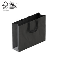 Shop for Shops Style Paper Bag Boutique with woven ribbon handle 450 W x 350 H x 120mm gusset(A8039.2BK)