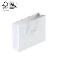 Shop for Shops Style Paper Bag Boutique with woven ribbon handle 450 W x 350 H x 120mm gusset(A8039.2WH)