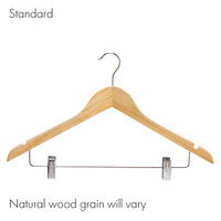 Wooden hanger standard flat with notches & adjustable clips 440 W x 12 mm Thick(HSF2631BH)