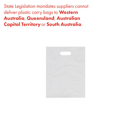 Plastic carry bag medium with die cut handle  310 W x 405 mm H 50 micron(A8206WH)