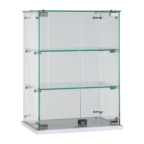 Glass counter top showcase with 2 shelves & lockable door  450 W x 300 D x 600 mm H(F1950CGWH)