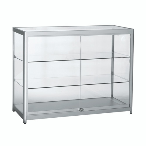 Shop for Shops 2-shelf alu counter showcase LED lighting & lockable doors 1200 W x 940 H x 500 mm D(F2601CGAL)
