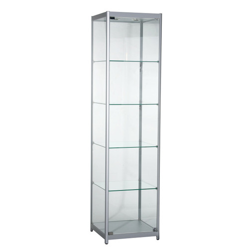 4-shelf alu tower showcase LED lighting & lockable door  1980 H x 500 W x 500 mm D(F2701CGAL)