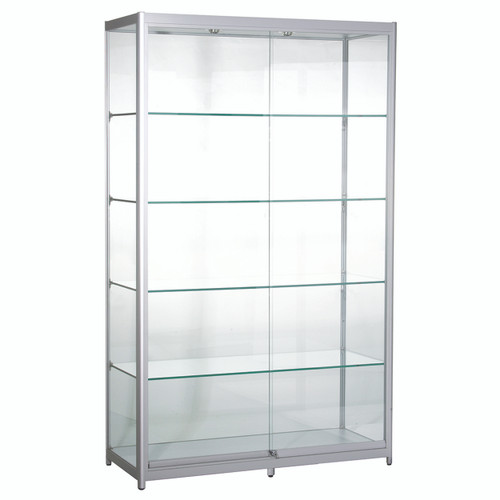 Shop for Shops 4-shelf alu tower showcase LED lighting & lockable doors 1980 H x 1200 W x 500 mm D(F2801CGAL)