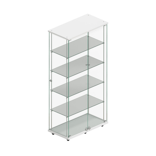 Shop for Shops Budget 4-shelf tower showcase on wheels with lockable doors 770 W x 400 D x 1580 mm H(F2955CGWH)