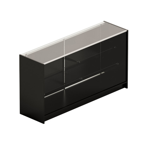 Shop for Shops Counter showcase 1800 w timber laminate glass top & 2 shelves 1800 W x 965 H x 508 mm D(F5100BK)