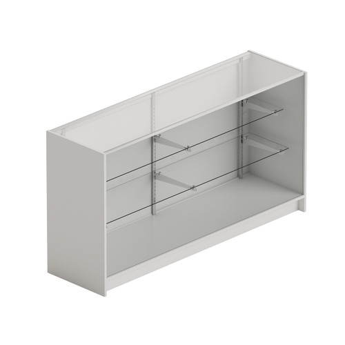 Shop for Shops Counter showcase 1800 w timber laminate glass top & 2 shelves 1800 W x 965 H x 508 mm D(F5100WH)