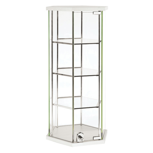 Hex glass counter top showcase with 3 shelves & lockable door  350 DIA x 700 mm H(F7000WH)