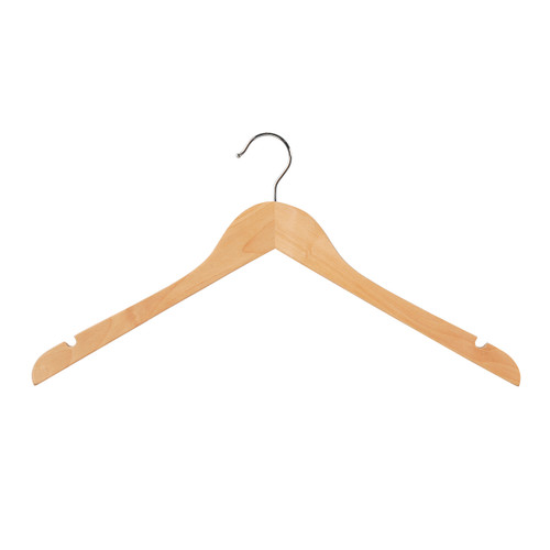 Wooden hanger premium contoured wishbone with notches  440 W x 14 mm Thick(H2628BH)