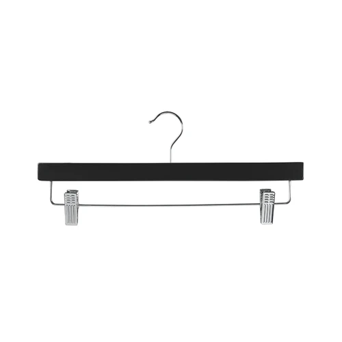 Wooden hanger premium flat with adjustable clips  380 W x 12 mm Thick(H2629BK)