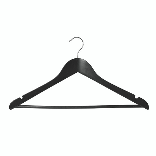 Shop for Shops Wooden hanger premium contoured with notches & rail 440 W x 14 mm Thick(H2630BK)