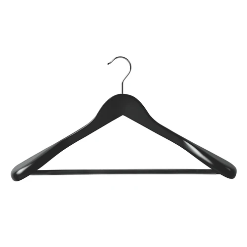 Wooden hanger premium contoured for suit with formed shoulders & rail  450 W x 14 mm Thick(H2635BK)
