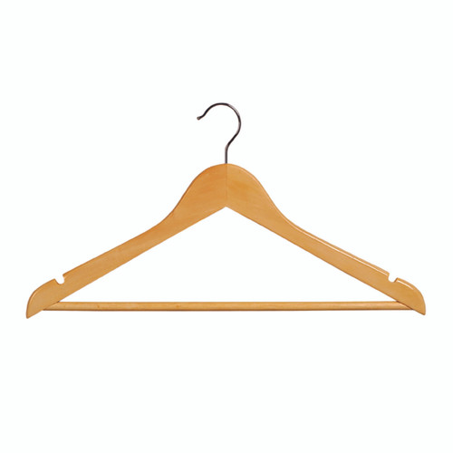 Shop for Shops Wooden hanger slimline flat with notches & rail 440 W x 10 mm Thick(H2640BH)