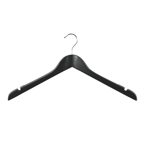 Wooden hanger premium contoured wishbone with notches & ribs  440 W x 14 mm Thick(H2651BK)