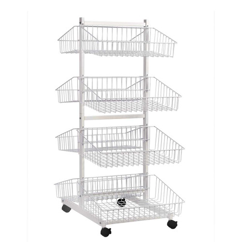 8 x wire baskets on double sided stand with lockable castors  570 W x 722 D x 1520 mm H(M1620WH)