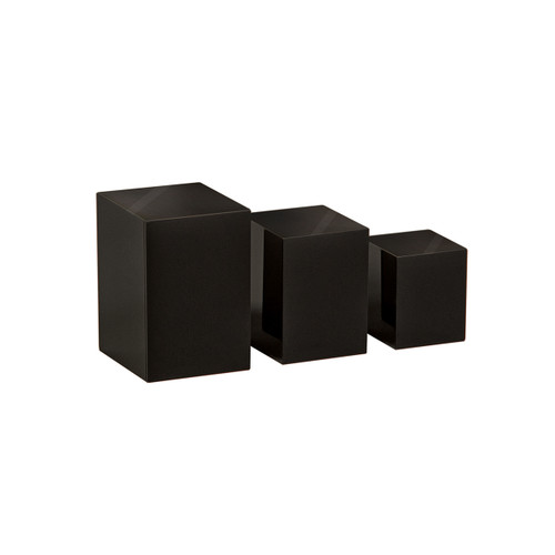 Acrylic jewellery plinth set with 3 nesting pieces  100 H, 80 H , 60 mm H(M3560BK)