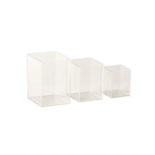 Shop for Shops Acrylic jewellery plinth set with 3 nesting pieces 100 H, 80 H , 60 mm H(M3560CA)