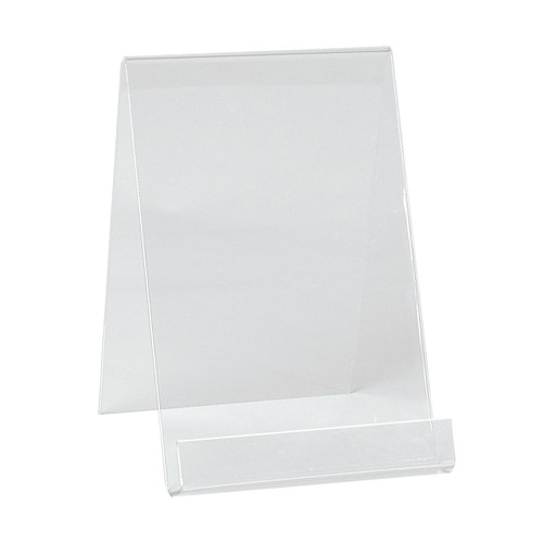 Angled acrylic display suits A4 with front lip  270 H x 210 W x 200 mm D(M4300CA)