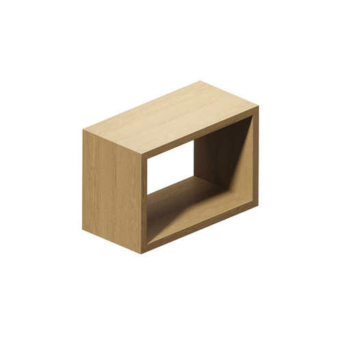 Hanging rectangular wooden display cube for 600 mm bay  398H  x 598 W x 300 D(M5606OAK)