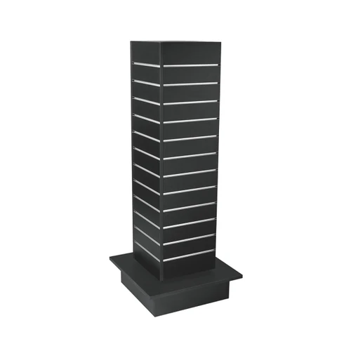 Slatwall timber laminate square spinner unit  550 Sq Base x 1350 mm H(M8100BK)