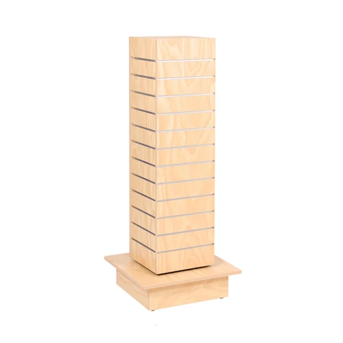 Slatwall timber laminate square spinner unit  550 Sq Base x 1350 mm H(M8100PY)