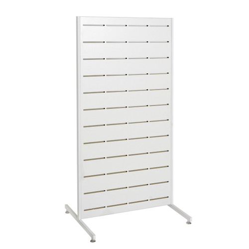 Dash slatwall timber lamin. Freestanding panel on legs  630 W x 1264 mm H(M8402WH)