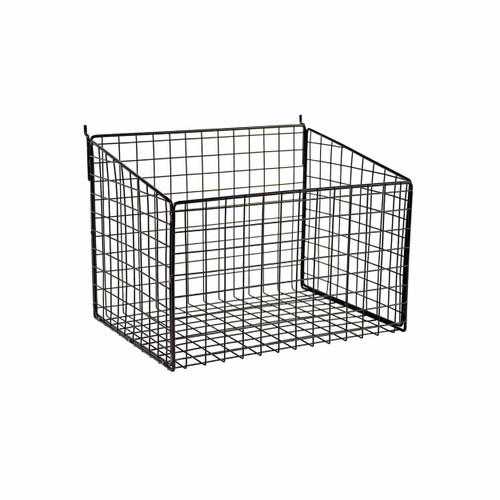Shop for Shops Slatwall mesh basket with low front 345 W x 260 D x 250 mm H(S1641BK)
