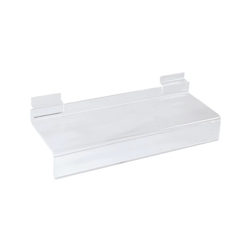 Slatwall acrylic shelf with ticket provision  293 W x 100 mm D(S2501CA)