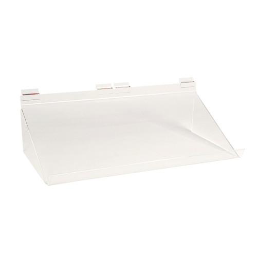 Shop for Shops Slatwall acrylic shelf angled 586 W x 280 D x 133 mm H(S2508CA)