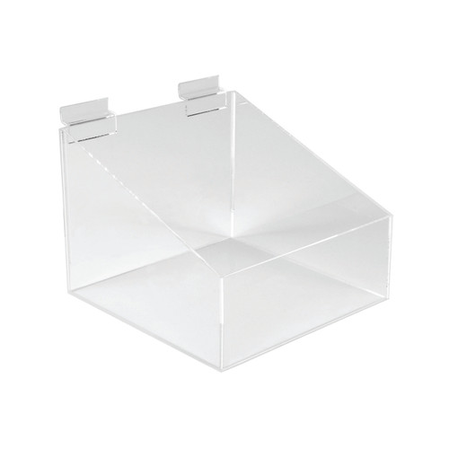 Slatwall acrylic display bin with low front  205 W x 205 D x 155 mm H(S2522CA)