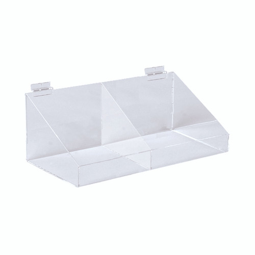 Shop for Shops Slatwall acrylic display bin with divider & low front 293 W x 155 D x 100 mm H(S2524CA)