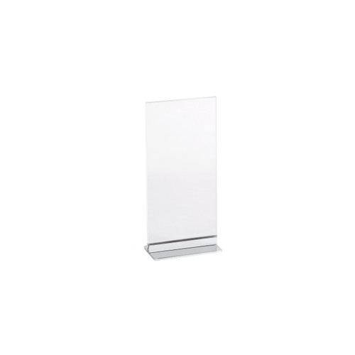 Freestanding acrylic ticket frame with metal base  DL Portrait 60 mm D Base(T1208CACH)