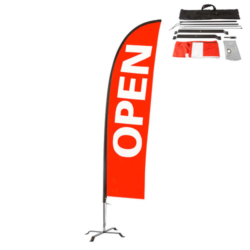 Shop for Shops Deluxe exterior flagkit "open" with pole, base & water bag Double Sided - 3300 mm H(T3330RDWH)