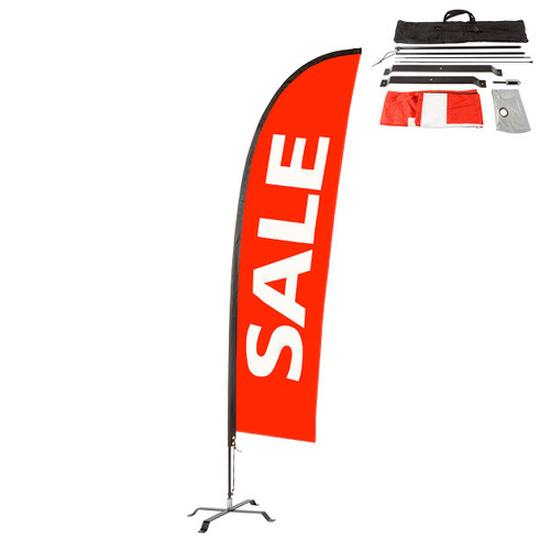 Shop for Shops Deluxe exterior flagkit "sale" with pole, base & water bag Double Sided - 3300 mm H(T3331RDWH)