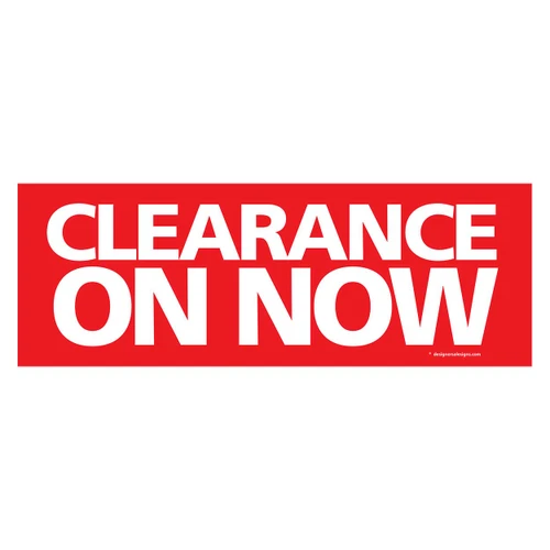 Outdoor pvc banner with ropes "clearance on now"  2400 W x 865 mm H(T3372RDWH)