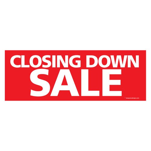 Outdoor pvc banner with ropes "closing down sale"  2400 W x 865 mm H(T3375RDWH)