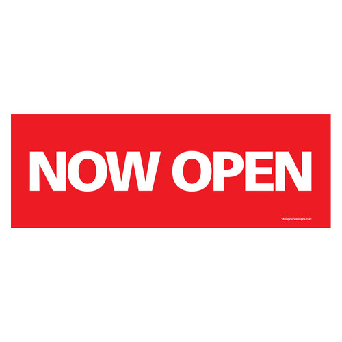 Outdoor pvc banner with ropes "now open"  2400 W x 865 mm H(T3380RDWH)