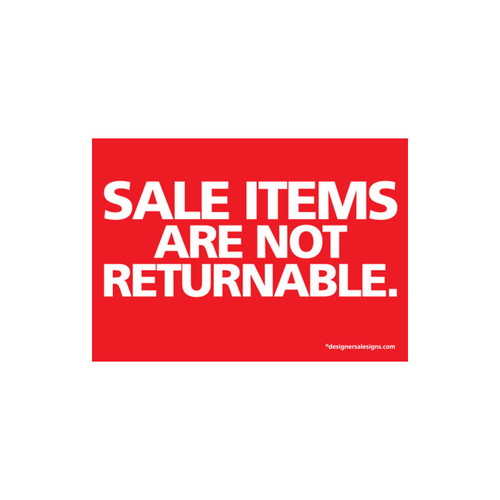 Shop for Shops Sign "sale items are not ..." A5 landscape 210 W x 148 mm H(T5122RDWH)