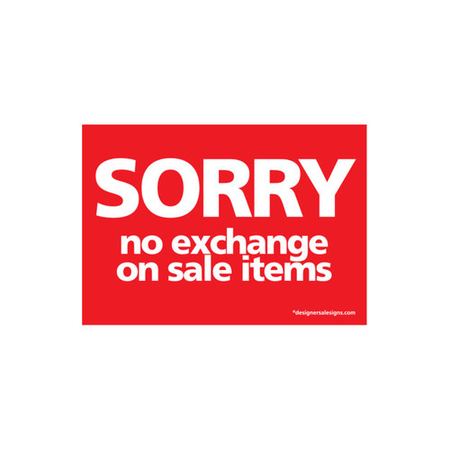 Shop for Shops Sign "no exchange on sale..." A5 landscape 210 W x 148 mm H(T5128RDWH)
