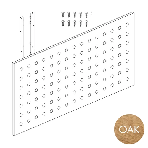 Peggie panel 75 x 70mm perforated pattern with MAXe brackets 1190 W x 558 mm H(P0612OAK)