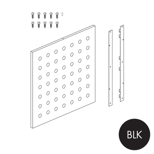 Peggie panel 75 x 70mm perforated pattern with MAXe brackets 590 W x 558 mm H(P0606BLK)