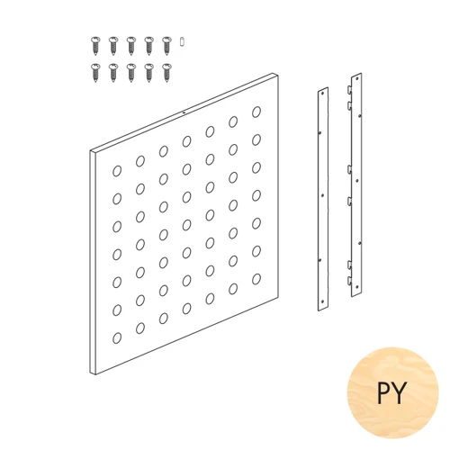 Peggie panel 75 x 70mm perforated pattern with MAXe brackets 590 W x 558 mm H(P0606PY)