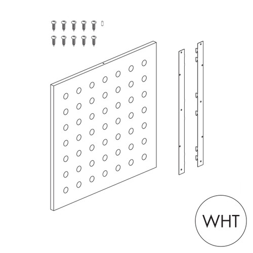 Peggie panel 75 x 70mm perforated pattern with MAXe brackets 590 W x 558 mm H(P0606WHT)