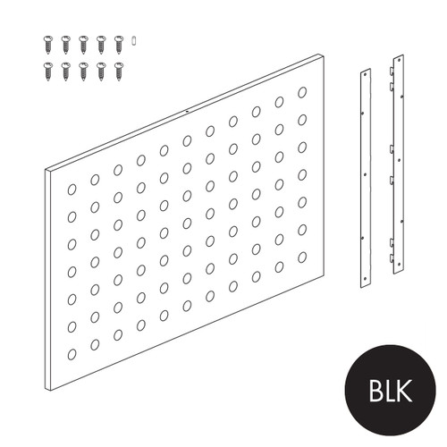 Peggie panel 75 x 70mm perforated pattern with MAXe brackets 890 W x 558 mm H(P0609BLK)