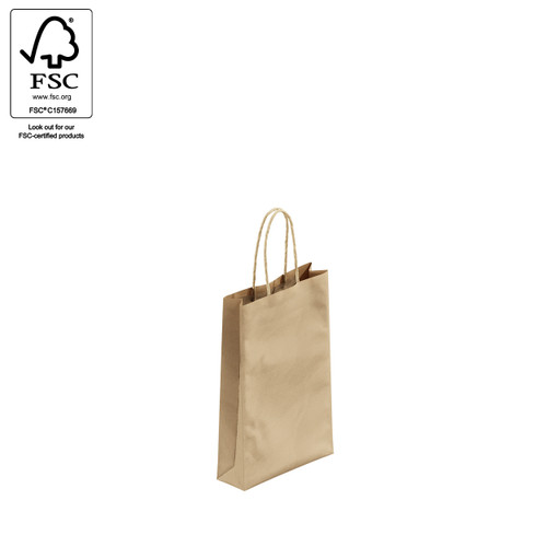 Kraft paper bag extra small with handle  160 W x 255 H x 60 mm gusset(A8020.1BN)