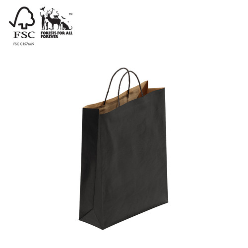 Shop for Shops Kraft paper bag small with handle 260 W x 350 H x 95 mm gusset(A8021.1BK)