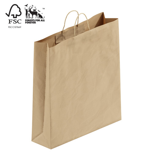 Shop for Shops Kraft paper bag large with handle 450 W x 500 H x 125 mm gusset(A8023.1BN)