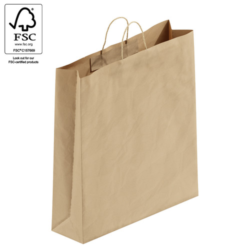 Kraft paper bag large with handle  450 W x 500 H x 125 mm gusset(A8023.1BN)