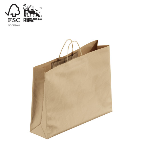 Shop for Shops Kraft paper bag boutique large with handle 450 W x 350 H x 120 mm gusset(A8024.1BN)