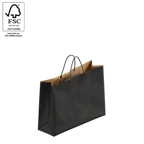 Kraft paper bag boutique small with handle  350 W x 260 H x 110 mm gusset(A8025.1BK)